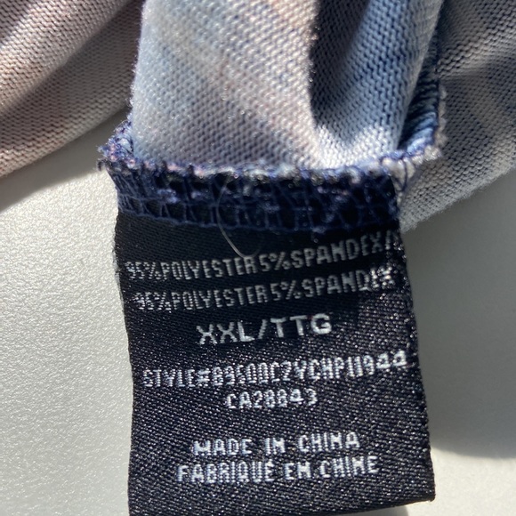 Womens Top Size XXL Tattoo Long Sleeve Button Down Flannel Blue Beige Coral - Picture 9 of 10